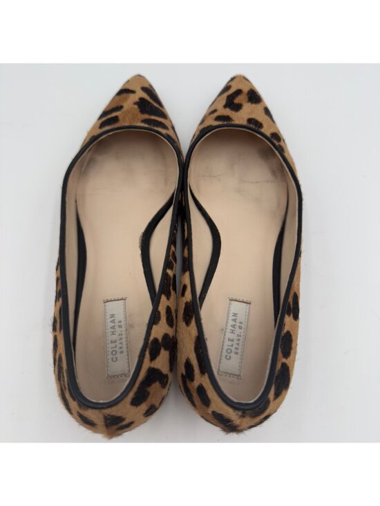 Cole Haan Chelsea Leopard Printed Calf Hair Pointed Toe Loafers 7B Slit Heel - Picture 9 of 11
